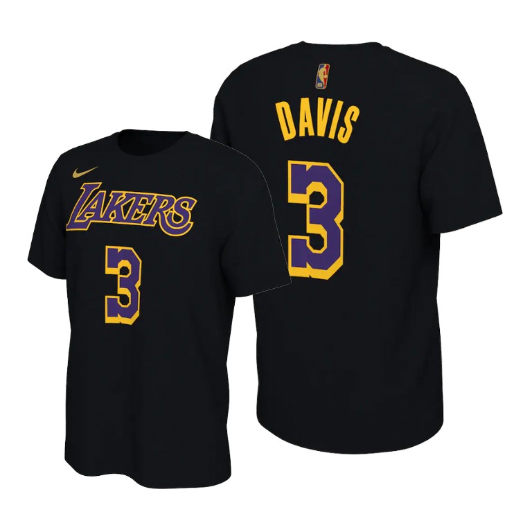Men's Los Angeles Lakers Anthony Davis #3 NBA 2021 Earned Edition Black Basketball T-Shirt ZOB8683JV